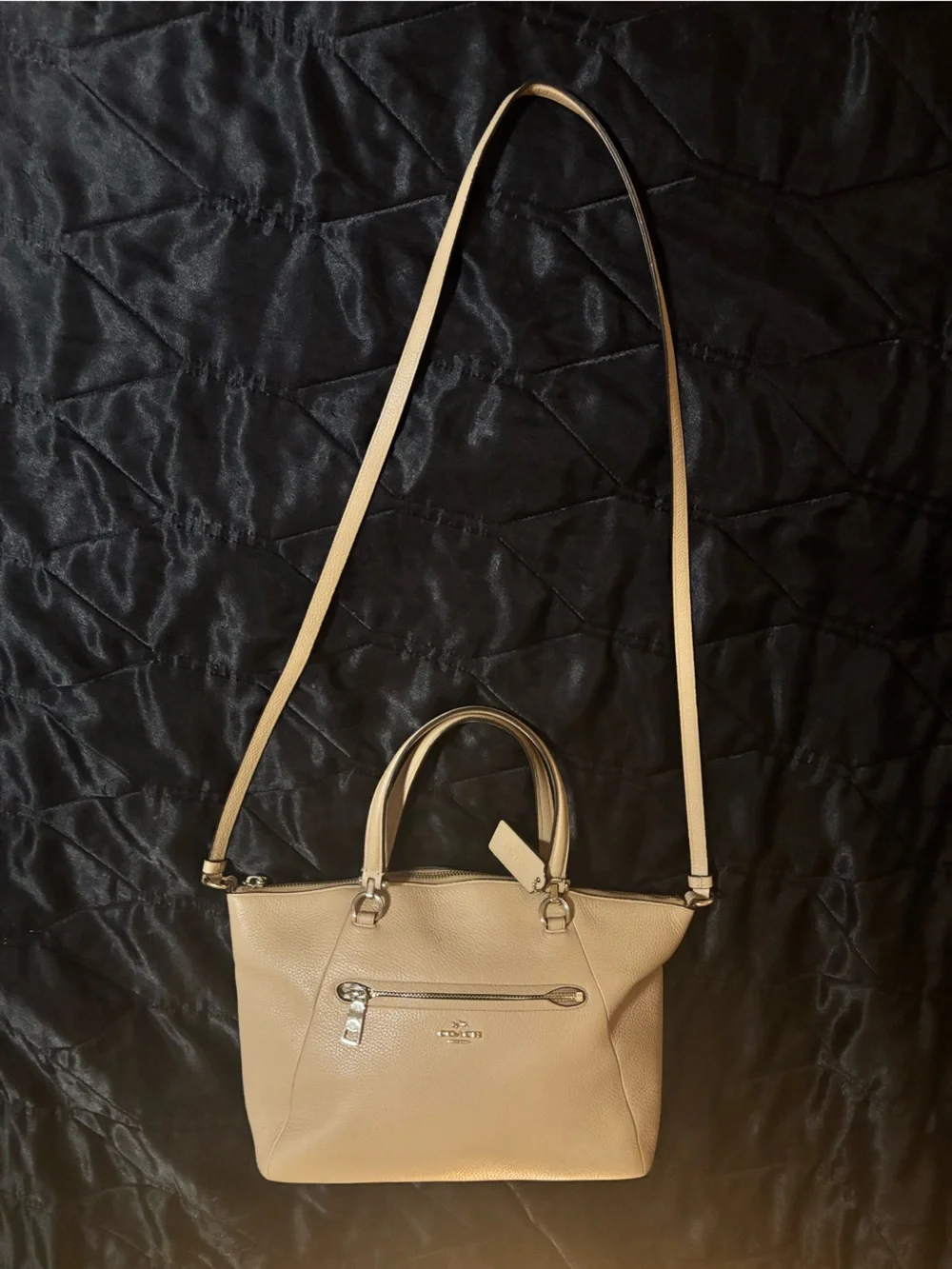 Coach Pebble Leather Satchel in Taupe